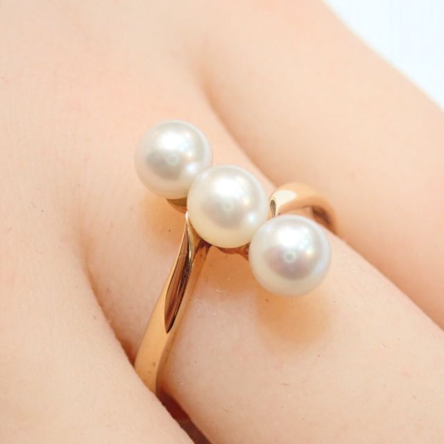 ■K18 5.1mm あこや真珠リング■アンティーク 昭和レトロ■パール 本真珠 レディースのアクセサリー(リング(指輪))の商品写真