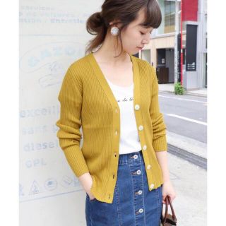 SLOBE IENA コットンランダムリブカーディガン イエナ