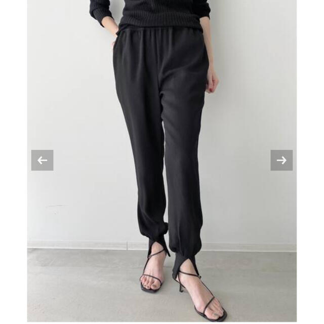 L'Appartement DEUXIEME CLASSE(アパルトモンドゥーズィエムクラス)のCol Pierrot Rib Pants ブラック36サイズ レディースのパンツ(カジュアルパンツ)の商品写真