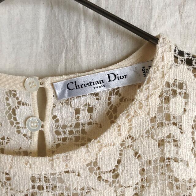 Christian Dior(クリスチャンディオール)のレア Christian Dior レース ニット フレアワンピース/ドレス レディースのワンピース(ひざ丈ワンピース)の商品写真