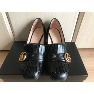 グッチ(Gucci)のグッチ(Gucci) マーモント レザー ミッドヒール パンプス ブラック(ハイヒール/パンプス)