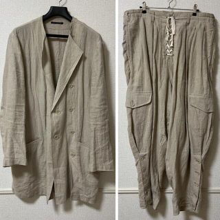 ヨウジヤマモト(Yohji Yamamoto)のヨウジヤマモトプールオム 21ss N-襟なし左身釦あきリネンセットアップ(その他)