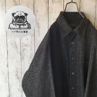 【高級感】古着 メンズ 90's 無地 シャツ 黒 L ゆるだぼ オーバーサイズ(シャツ)