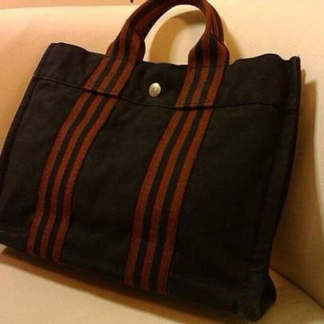 大勧め HERMES エルメス フールトゥ MM 布製 無地 トートバッグ