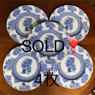 ウェッジウッド(WEDGWOOD)の【未使用美品】ウェッジウッド★ビンテージブルー★ディナー皿　4枚(食器)