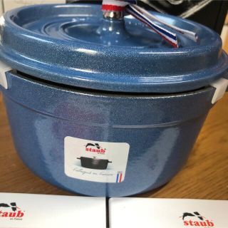 新品 16cm staub ストウブ ルミナスブルー　ピコココット ラウンド　鍋