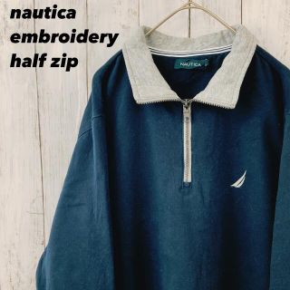 ノーティカ(NAUTICA)のNAUTICA ノーティカ　ハーフジップ刺繍ロゴスエットスウェットユニセックス女(スウェット)