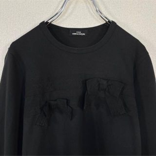 コムデギャルソン(COMME des GARCONS)の【美品】トリコ コムデギャルソン　カットソー　リボン　7分丈　ブラック　黒色(カットソー(長袖/七分))