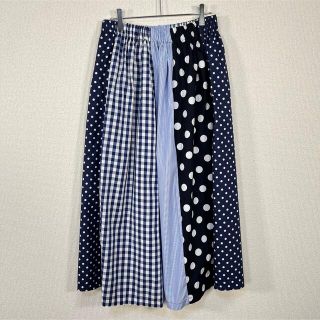 ナチュラルランドリー(NATURAL LAUNDRY)の【美品】ナチュラルランドリー　ロングスカート　ドット　チェック　ストライプ　水玉(ロングスカート)