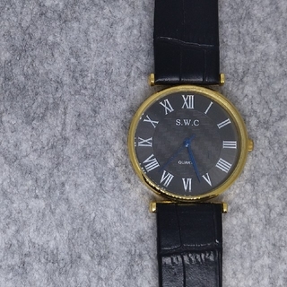 S.W.C メンズ　クォーツ腕時計　アナログ　（ブラック）(腕時計(アナログ))