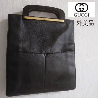 グッチ(Gucci)の外美品　グッチ　ハンドバッグ　本革　ブラック　大きめ　大容量(ハンドバッグ)