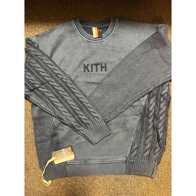 新品 KITH combo knit crewneck shark L