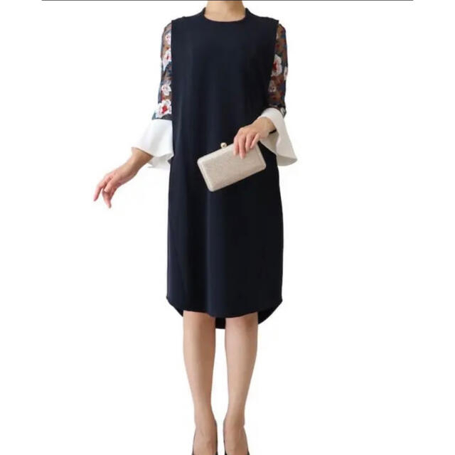 Mame Botanical Lace Sleeves I-Line Dress