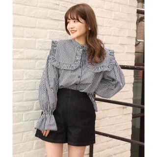ワンアフターアナザーナイスクラップ(one after another NICE CLAUP)のNICE CLAP ビックカラー付け衿ブラウス　ブラック(シャツ/ブラウス(長袖/七分))