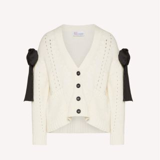 レッドヴァレンティノ(RED VALENTINO)のレッドヴァレンティノ　ウールブレンド カーディガン リボン　美品(カーディガン)