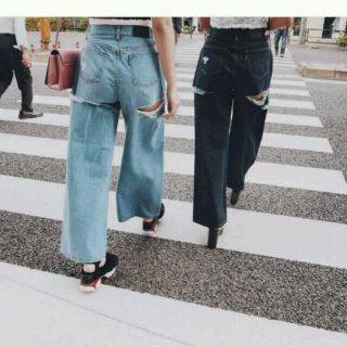 evris back スラッシュワイドデニムパンツ
