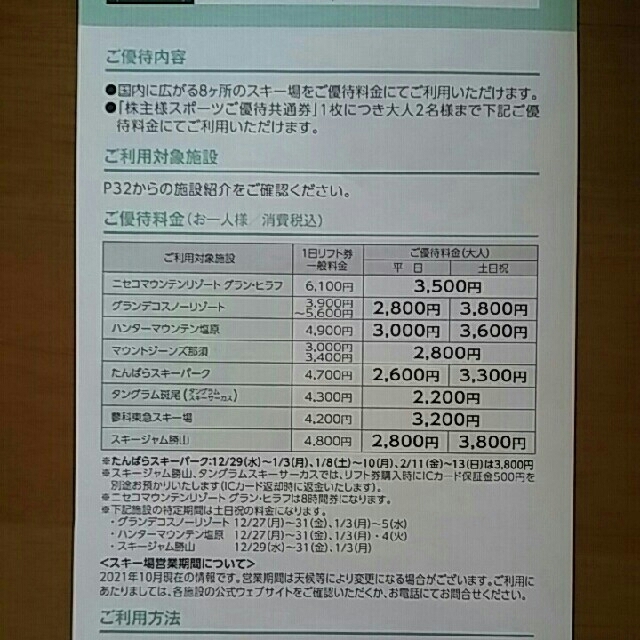 ニセコ東急グラン・ヒラフリフト券割引券2名様分 1名様4700円で