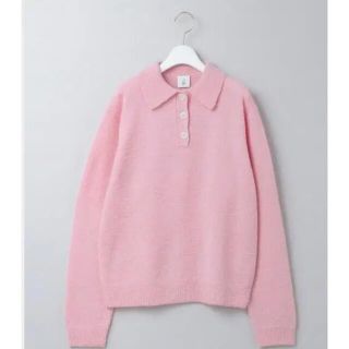 ロク(6 (ROKU))のroku 6 ユナイテッドアローズ COLLAR KNIT ピンク　ポロニット(ニット/セーター)