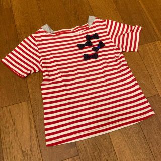 ハッシュアッシュ(HusHush)の【HusHusH】キッズ 半袖Tシャツ 赤×ボーダー  120cm(Tシャツ/カットソー)