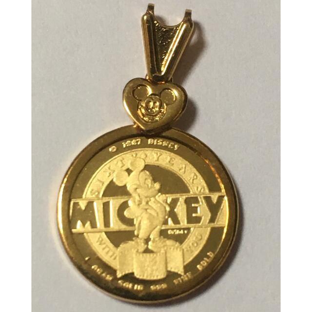 値引きする 希少 K24 ペンダントトップ 60周年記念 ミッキー 金貨  枠付き K18 ネックレス