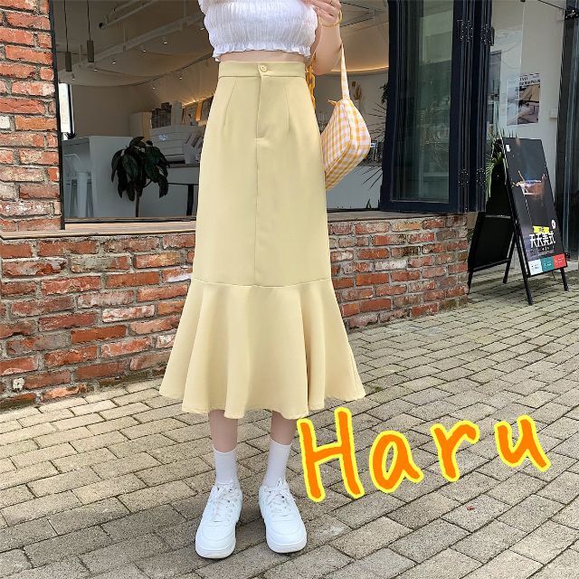 『新品未使用』レディースフレアロングスカート　フリル　シンプル　可愛い　Haru