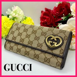 グッチ(Gucci)のGucci　グッチ　長財布　GG　キャンバス　ハートロゴ　インターロッキング(財布)