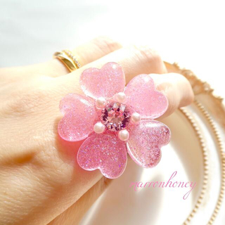 Heart Flower Ring♡pink(リング)