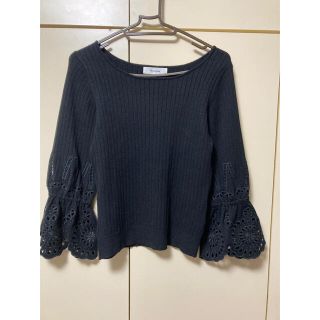 マイストラーダ(Mystrada)のマイストラーダ　袖刺繍ニット　黒　38 Mサイズ(ニット/セーター)