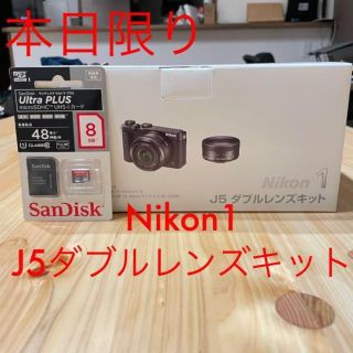 ニコン(Nikon)のグッティ様専用美品 NIKON１ J5 ダブルレンズキット 付属品ありBLACK(ミラーレス一眼)