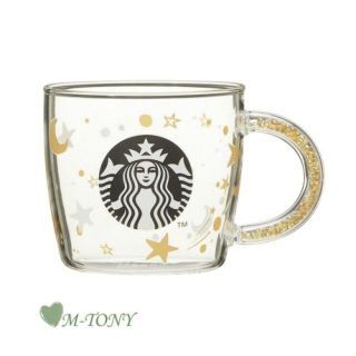 スターバックスコーヒー(Starbucks Coffee)の新品未使用2個セット スタバ2020 ビーズ ハンドル 耐熱グラスマグ スター(グラス/カップ)