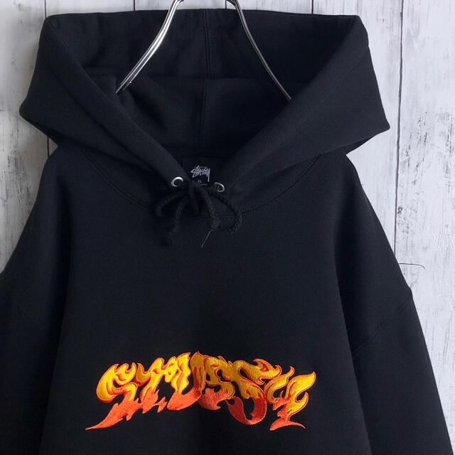 STUSSY - 【美品】ステューシー 刺繍ロゴ ファイヤーロゴ パーカー XL
