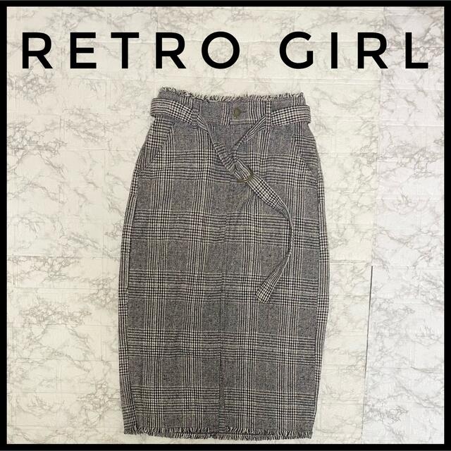 RETRO GIRL(レトロガール)のRETRO GIRLレトロガール　ヘリンボーンナロースカート　ブラック　黒 レディースのスカート(ロングスカート)の商品写真