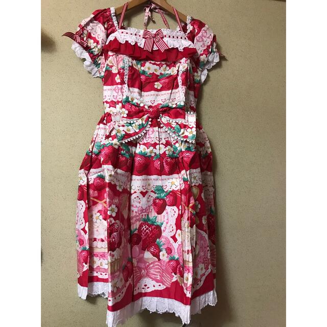 ひざ丈ワンピース Angelic Pretty strawberry ワンピース・カチューシャ
