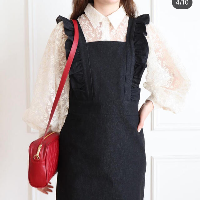 Lochie(ロキエ)のepine frill one-piece black denim レディースのワンピース(ミニワンピース)の商品写真