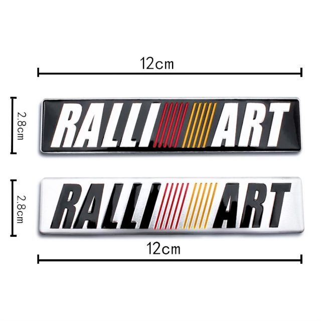 ラリーアート RALLIART アルミ製エンブレム　２枚組(ベース色：シルバー） 自動車/バイクの自動車(車外アクセサリ)の商品写真
