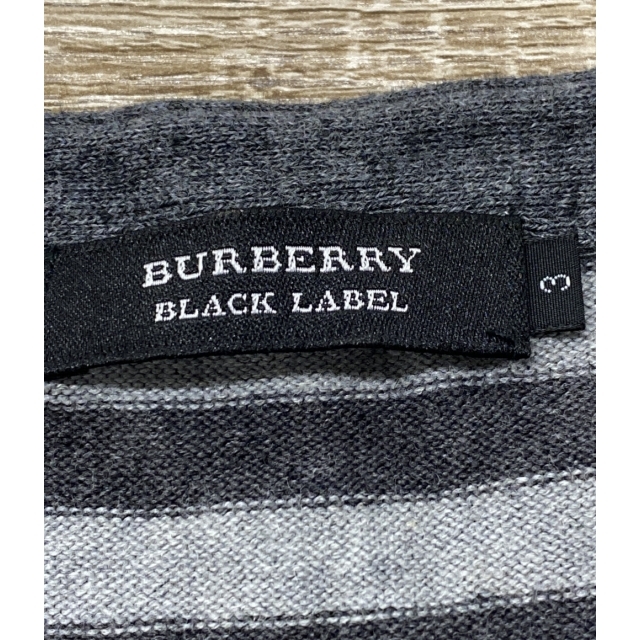 BURBERRY BLACK LABEL(バーバリーブラックレーベル)の美品 バーバリーブラックレーベル 半袖カットソー ボーダー柄 メンズ 3 メンズのトップス(Tシャツ/カットソー(七分/長袖))の商品写真