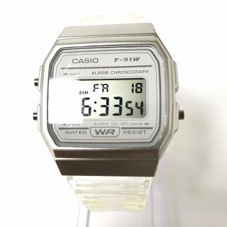 カシオ(CASIO)のカシオ チプカシ デジタル 腕時計 F-91W 稼働品 シルバー クリア(腕時計)