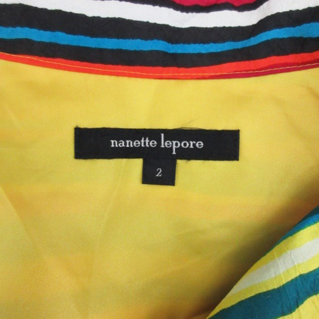 Nanette Lepore(ナネットレポー)のナネットレポー シャツ 半袖 オープンカラー ストライプ柄 シルク 2 ピンク レディースのトップス(シャツ/ブラウス(半袖/袖なし))の商品写真