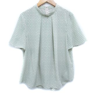 シップス(SHIPS)のシップス ブラウス カットソー 半袖 透け感 総柄 38 白 緑 /FF40(シャツ/ブラウス(半袖/袖なし))