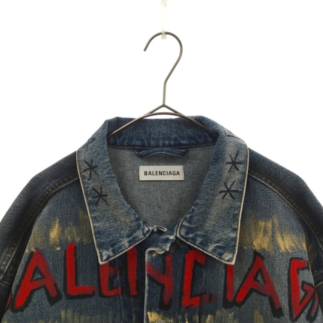 Balenciaga(バレンシアガ)のBALENCIAGA バレンシアガ 18AW Graffiti Paint Denim Jacket グラフィックプリント落書き加工 デニムジャケット 529179 TAP04 インディゴ メンズのジャケット/アウター(Gジャン/デニムジャケット)の商品写真