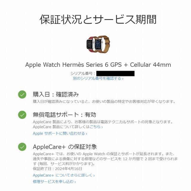 Hermes(エルメス)のApple Watch 6 HERMES 黒44mm AppleCare+ メンズの時計(腕時計(デジタル))の商品写真