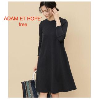 アダムエロぺ(Adam et Rope')の未使用＊即完売 ADAM ET ROPE' ＊リブAラインワンピ　きちんと感あり(ひざ丈ワンピース)