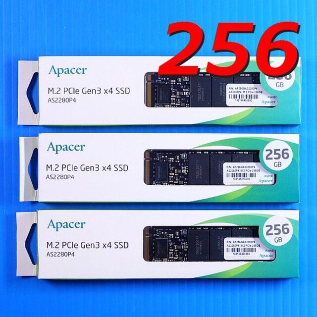 【SSD 256GB 3個セット】Apacer M.2 2280 NVMe PCPC/タブレット