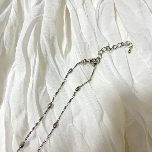 シルバーツブツブチェーンハートネックレス ハンドメイドのアクセサリー(ネックレス)の商品写真