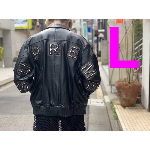 シュプリーム Studded Arc Logo Leather Jacket