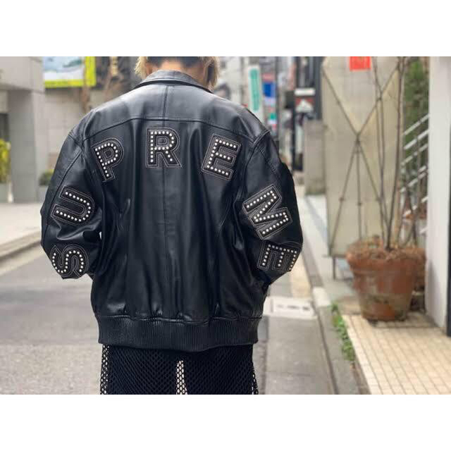 Supreme Studded Arc Logo Leather Jacket