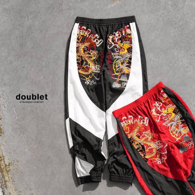 こまつ様専用 訳ありdoublet 18ss カオス刺繍 ナイロンパンツ-