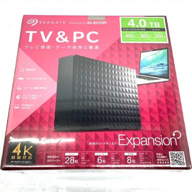 1台外付けHDD 4tb 　TV録画　PCデータ保存に　SGD-MX040UBK