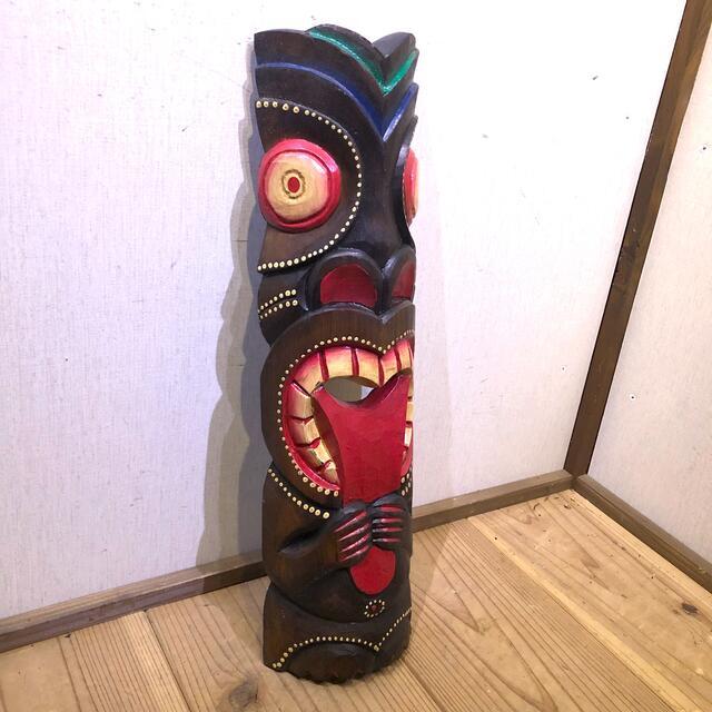 カラフルなティキ面Ꭰ ティキマスク 木彫りのお面壁掛け カラフルなティキ面Ꭰ ティキマスク 木彫りのお面壁掛け