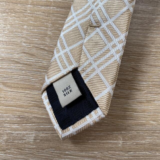 BURBERRY(バーバリー)のバーバリーロンドン  伊製 シルク チェック柄 ベージュ シルク  【美品】 メンズのファッション小物(ネクタイ)の商品写真